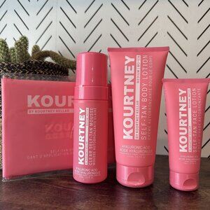NEW Kourtney Kellar Self Tanning Bundle 4 Piece Tan Foam Body Face Lotion Medium